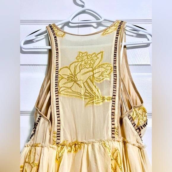 Urban Outfitters Silk, Gold Metallic and Beaded fairy core ballet-core dress - Picture 7 of 16